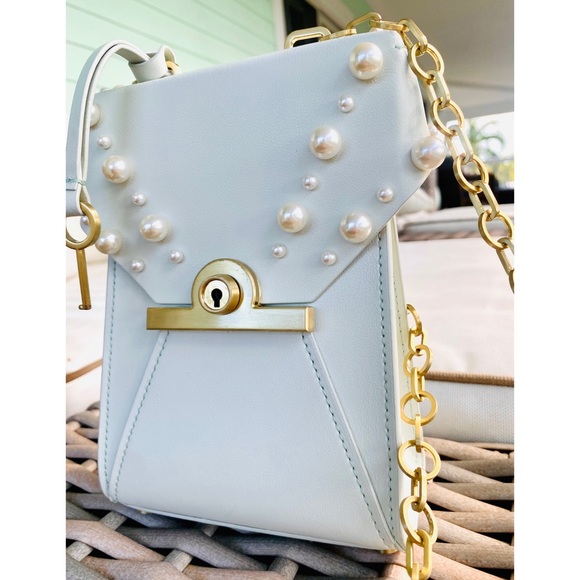 ZAC Zac Posen Amelia Embellished Leather Phone Crossbody Bag EUC - Picture 6 of 17